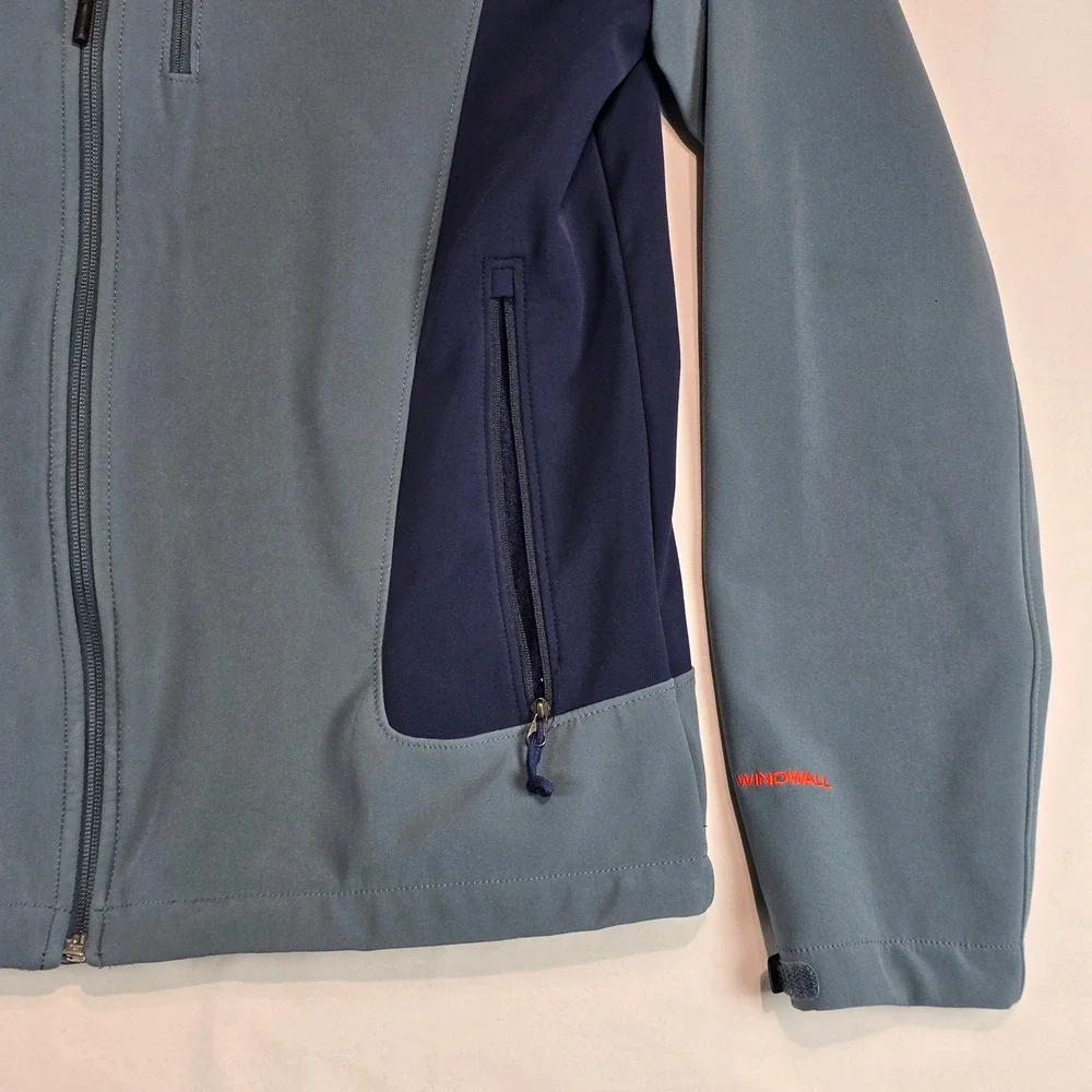 The North Face‎ WindWall Softshell Jacket Mens Medium Blue Full Zip Fleece Lined